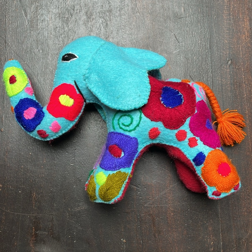 Beautiful wool stuffed bohemian elephant